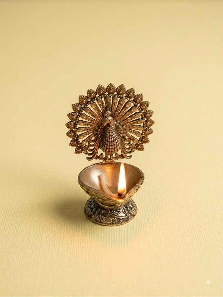Hand Crafted pure Brass Peacock Diya
