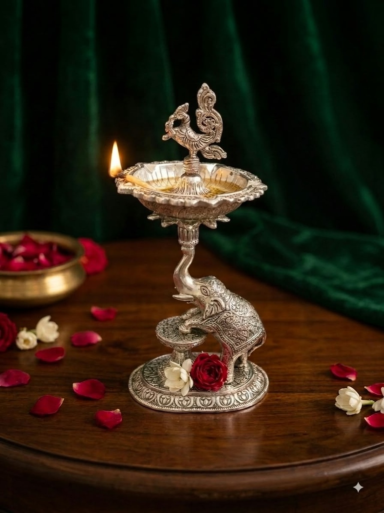 Elephant Peacock Diya Stand